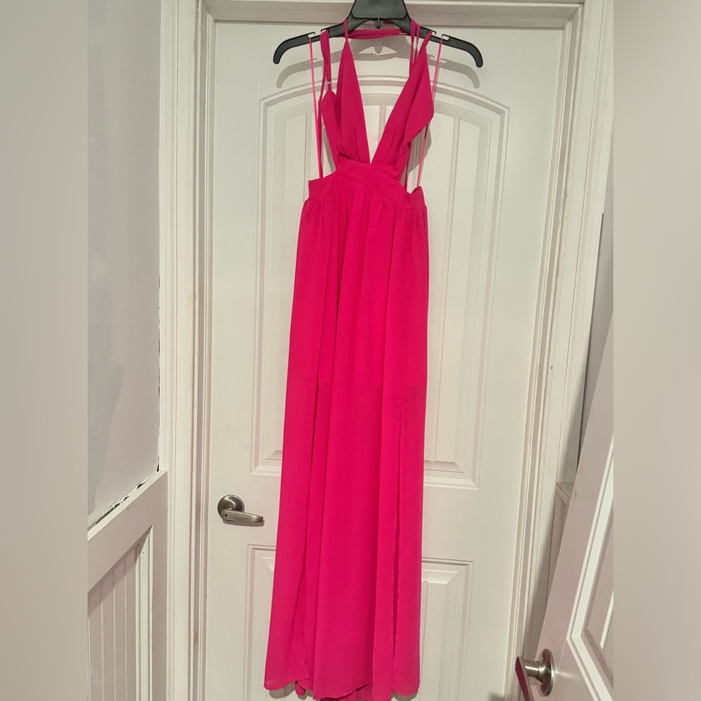 Neon Pink Backless/Cutout Dress.